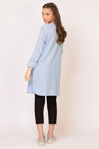 Dyed Embroidered Jacquard Kurti