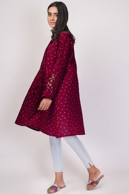 Embroidered Jacquard Kurti