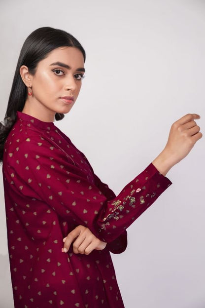 Embroidered Jacquard Kurti