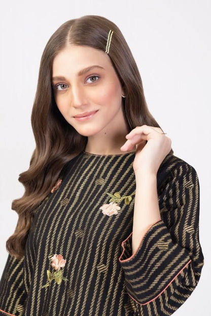Dyed Embroidered Jacquard Kurti