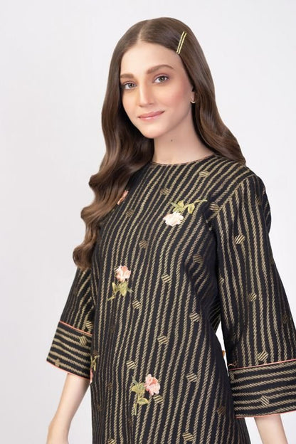 Dyed Embroidered Jacquard Kurti