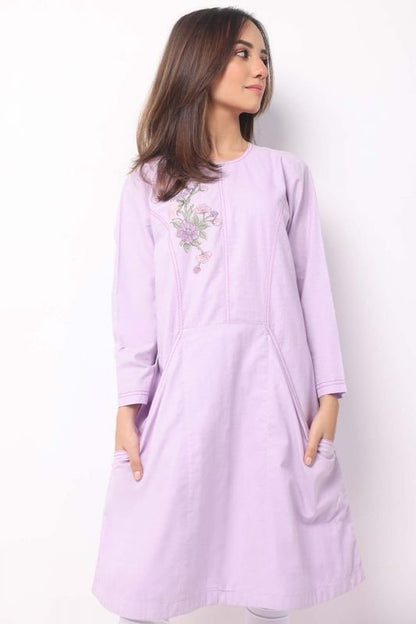 Dyed Embroidered Dobby Kurti