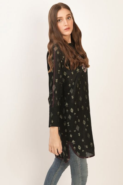 Embroidered Jacquard Kurti