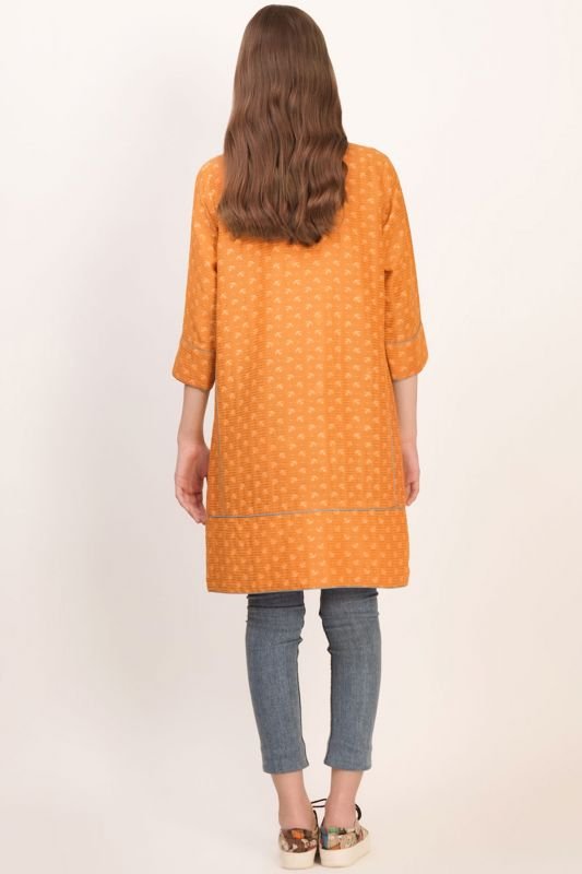 Dyed Embroidered Jacquard Kurti