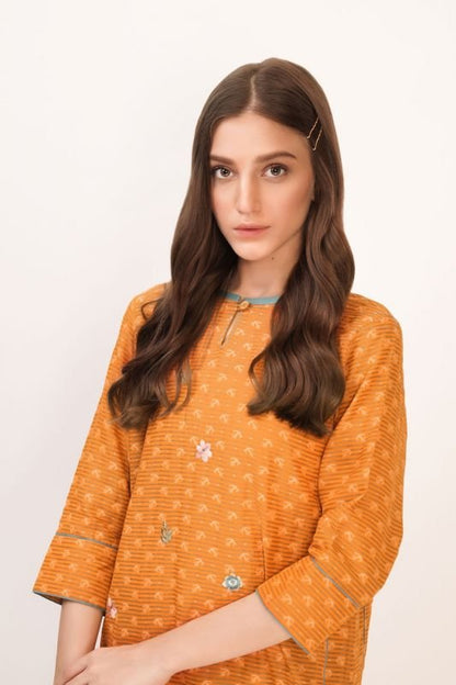 Dyed Embroidered Jacquard Kurti