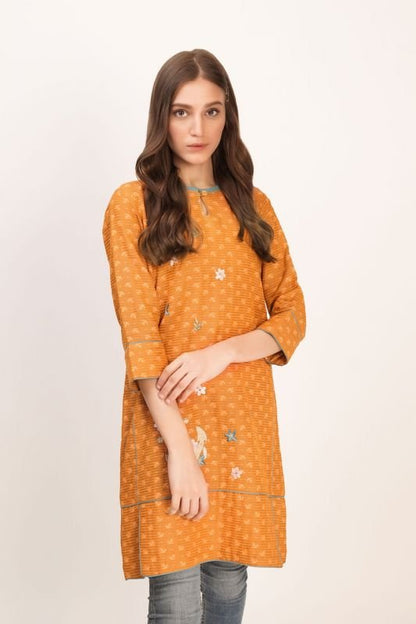 Dyed Embroidered Jacquard Kurti