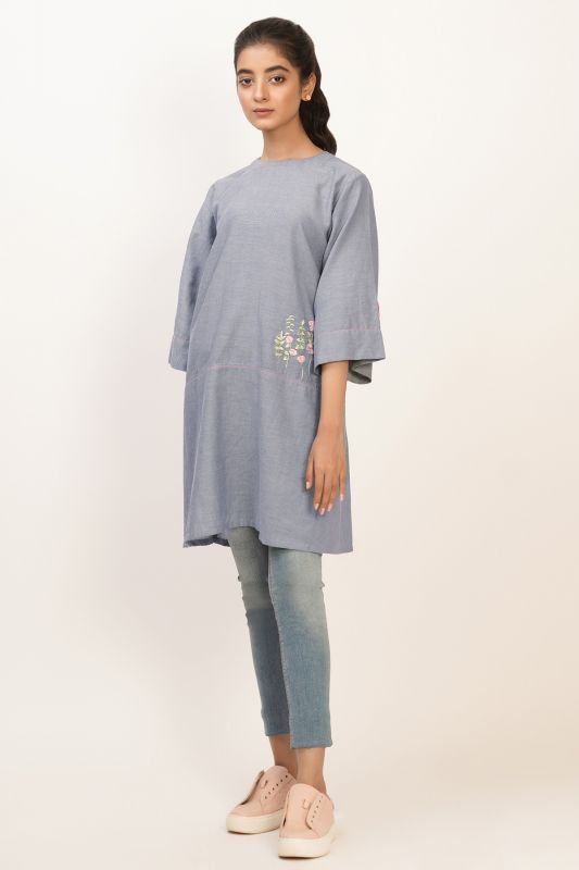 Dyed Embroidered Kurti
