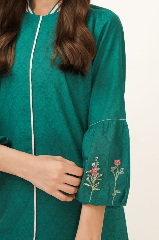 Embroidered Jacquard Kurti