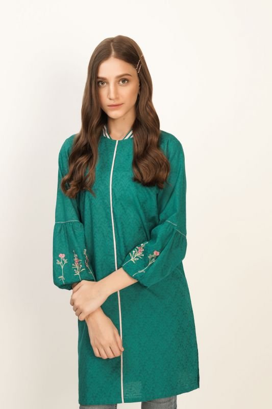 Embroidered Jacquard Kurti