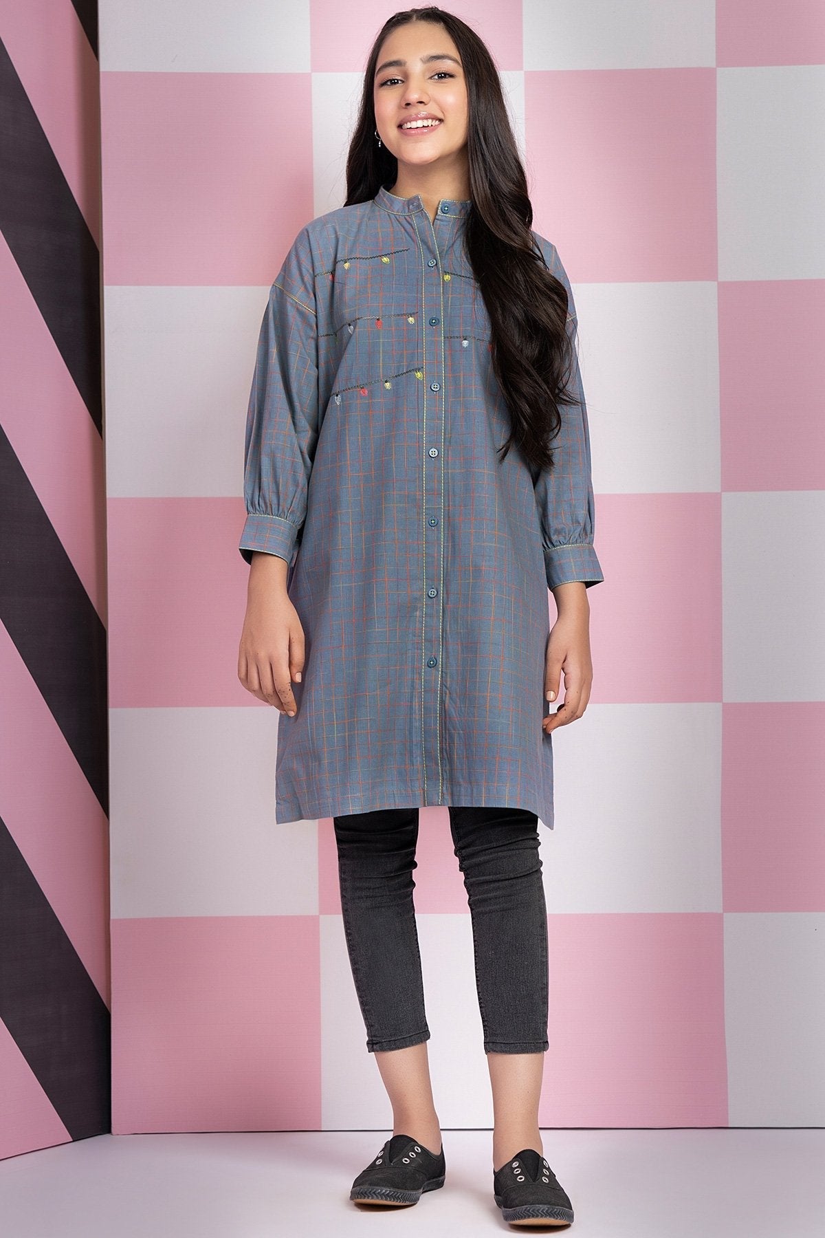 Embroidered Yarn Dyed Kurti