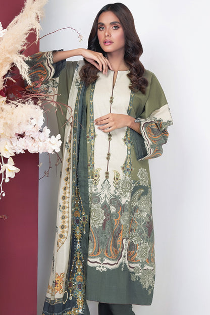 Alkaram - 3 Pc Printed Cambric Suit With Broshia Dupatta