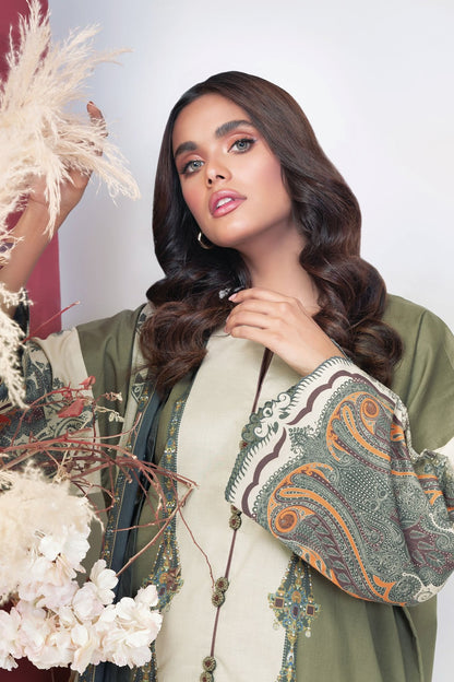 Alkaram - 3 Pc Printed Cambric Suit With Broshia Dupatta