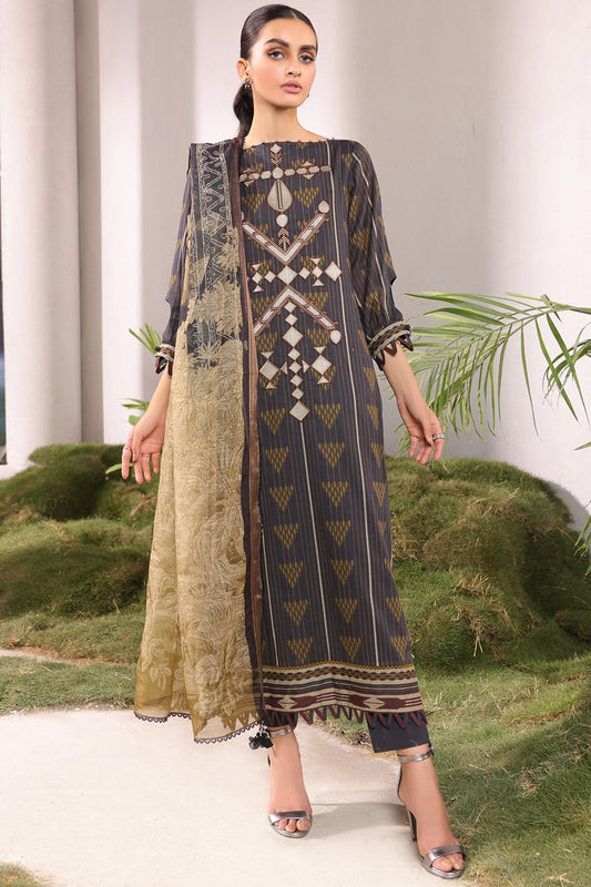 3 Pc Embroidered Two Slub Way Suit With Fancy Dupatta