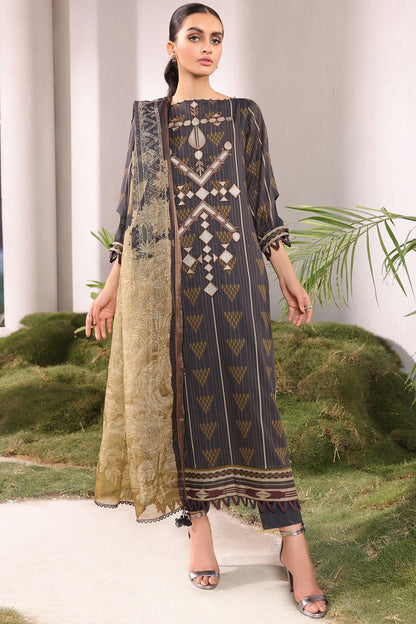 3 Pc Embroidered Two Slub Way Suit With Fancy Dupatta