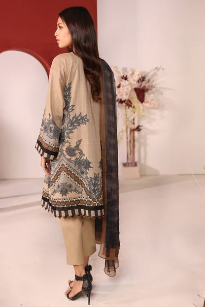 Alkaram - 3 Pc Embroidered Cambric Suit With Chiffon Dupatta