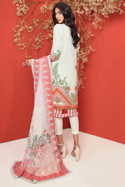 3 Pc Embroidered Cambric Suit With Chiffon Dupatta