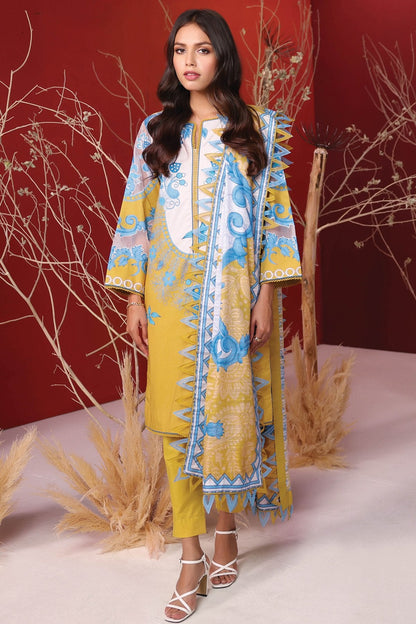 Alkaram - 3 Pc Printed Cambric Suit With Doriya Dupatta