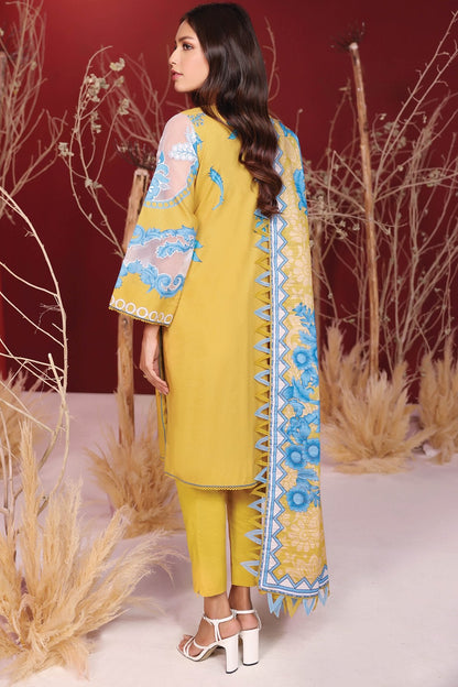Alkaram - 3 Pc Printed Cambric Suit With Doriya Dupatta