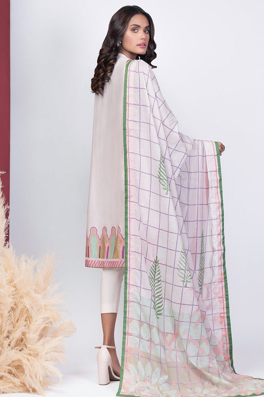 3 Pc Printed Cambric Suit With Lawn Dupatta