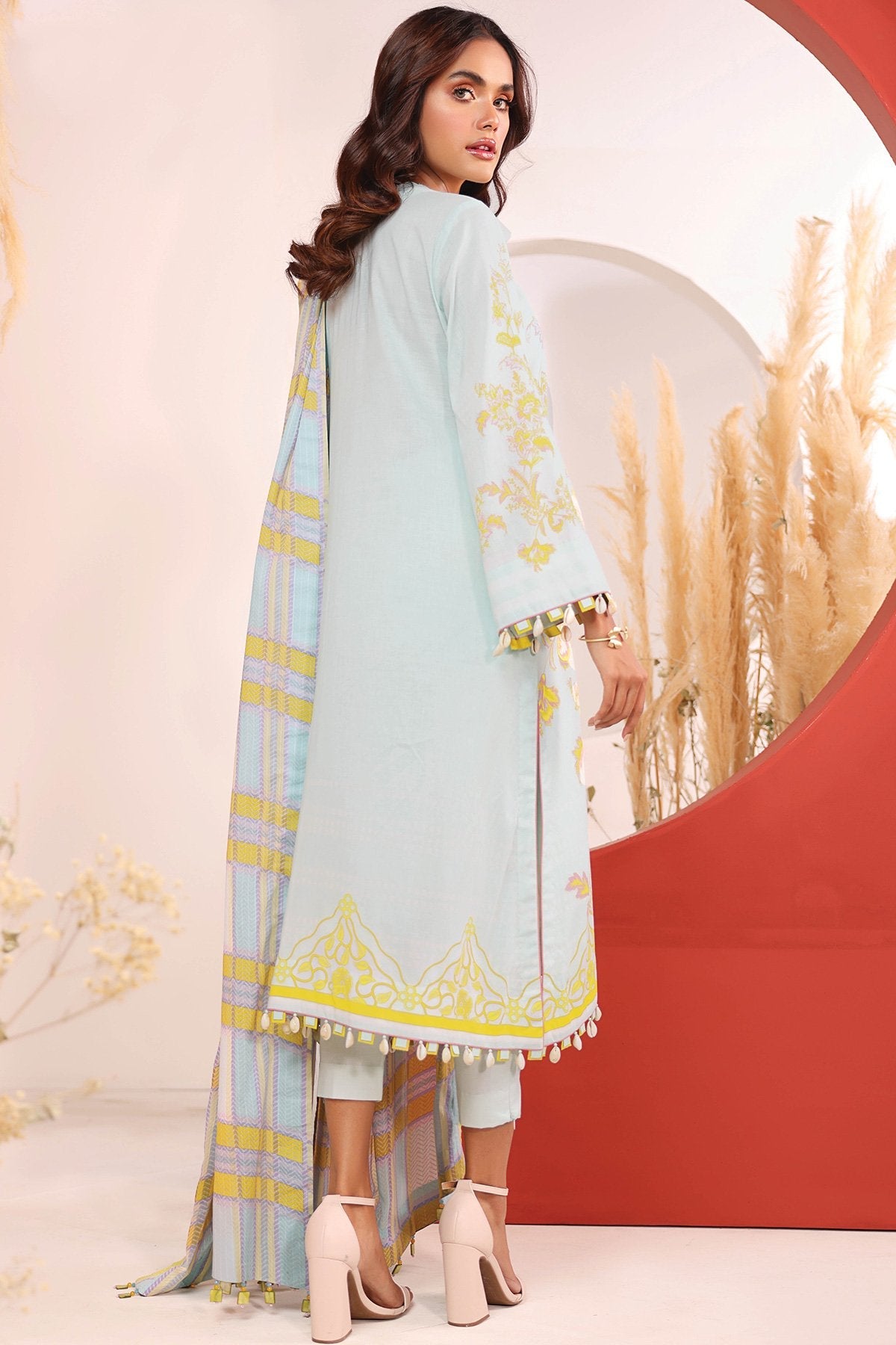 Alkaram - 3 Pc Printed Cambric Suit With Broshia Dupatta
