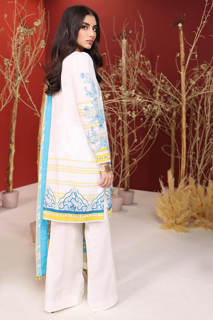 3 Pc Printed Cambric Suit With Broshia Dupatta