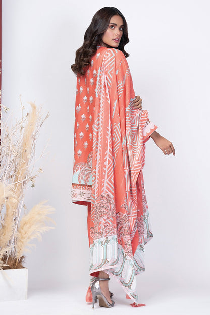 Alkaram - 3 Pc Printed Cambric Suit With Doriya Dupatta