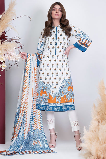 Alkaram - 3 Pc Printed Cambric Suit With Doriya Dupatta