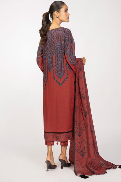 3 Pc Embroidered Cambric Suit With Lawn Dupatta