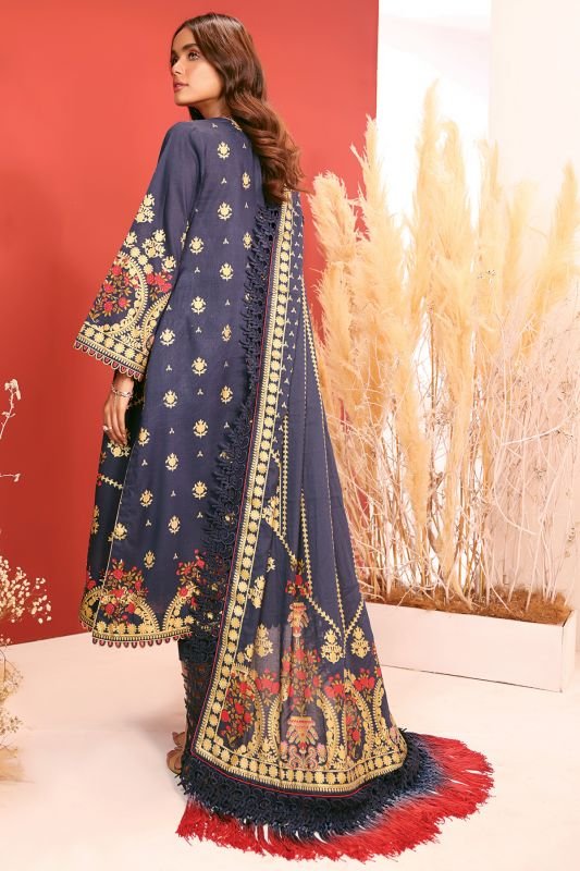 Alkaram - 3 Pc Printed Cambric Suit With Lawn Dupatta