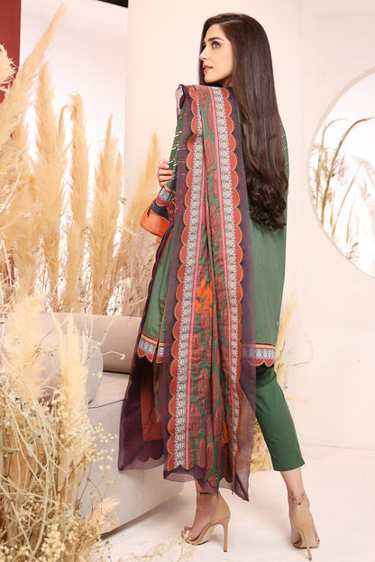 Alkaram - 3 Pc Printed Cambric Suit With Lawn Dupatta