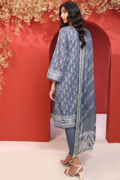 Alkaram - 3 Pc Printed Cambric Suit With Chiffon Dupatta
