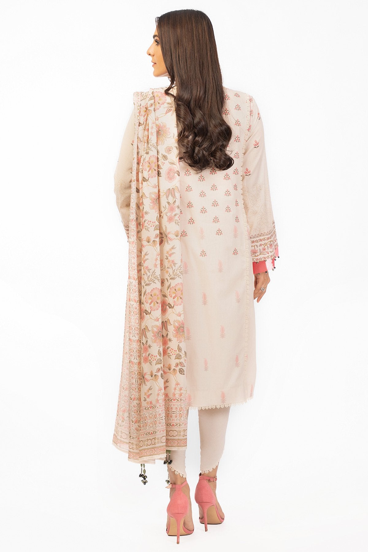 3 Pc Printed Cambric Suit With Lawn Dupatta