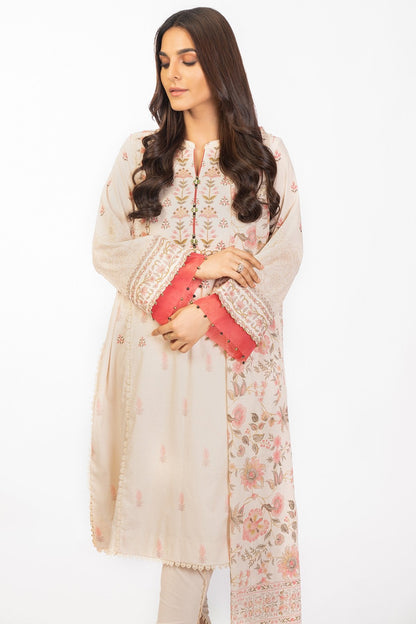 3 Pc Printed Cambric Suit With Lawn Dupatta