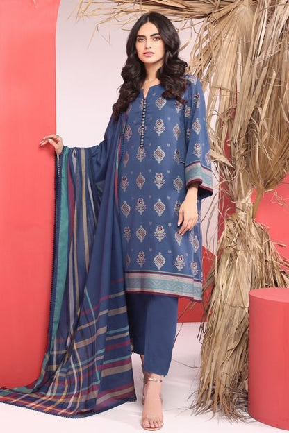 Alkaram - 3 Pc Printed Jacquard Suit With Yarn Dyed Dupatta