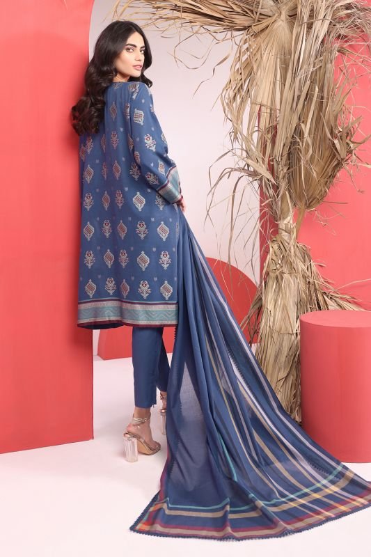 Alkaram - 3 Pc Printed Jacquard Suit With Yarn Dyed Dupatta