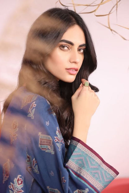 Alkaram - 3 Pc Printed Jacquard Suit With Yarn Dyed Dupatta