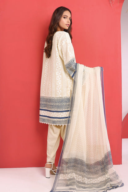 Alkaram - 3 Pc Printed Cambric Suit With Chiffon Dupatta