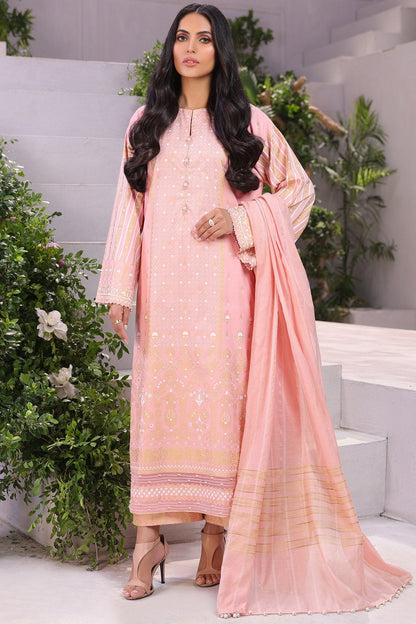 3 Pc Printed Cambric Suit With Fancy Dupatta