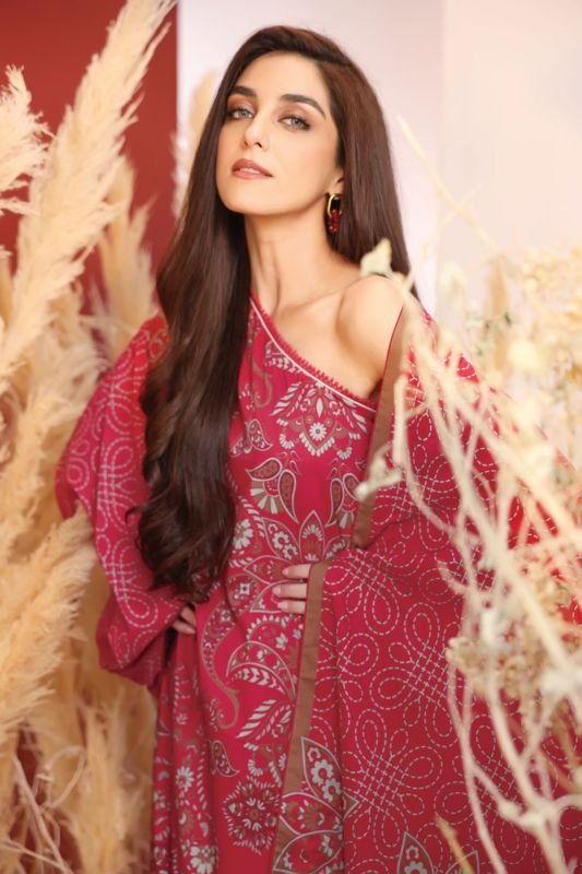 Alkaram - 2 Pc Printed Cambric Suit With Lawn Dupatta