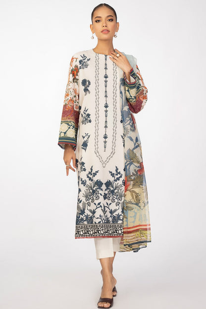3 Pc Printed Cambric Suit With Chiffon Dupatta