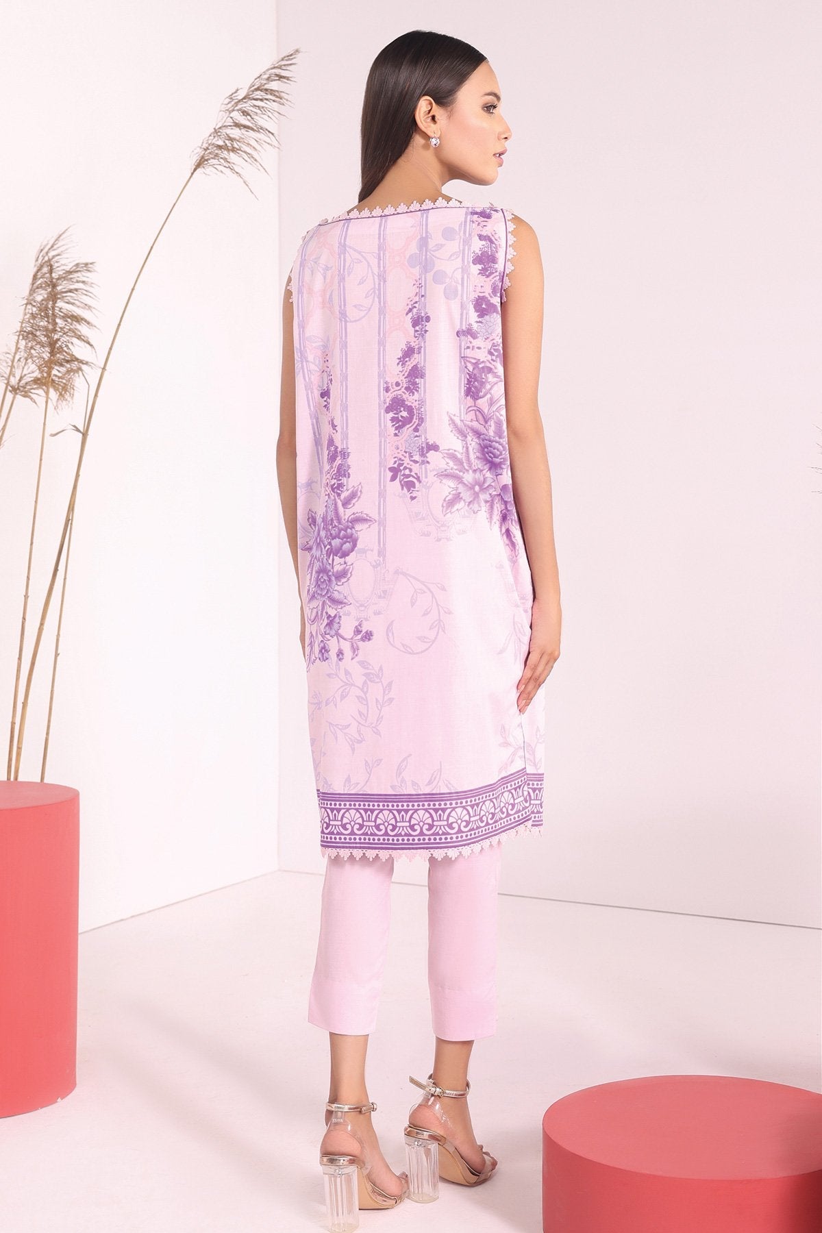 Alkaram - 2 Pc Printed Cambric Suit With Dyed Cambric Trouser
