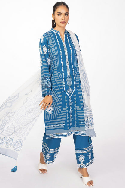 3 Pc Printed Cambric Suit With Chiffon Dupatta