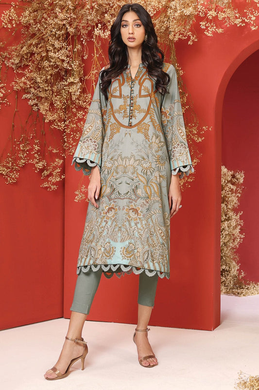 Alkaram - 2 Pc Printed Cambric Suit With Dyed Cambric Trouser