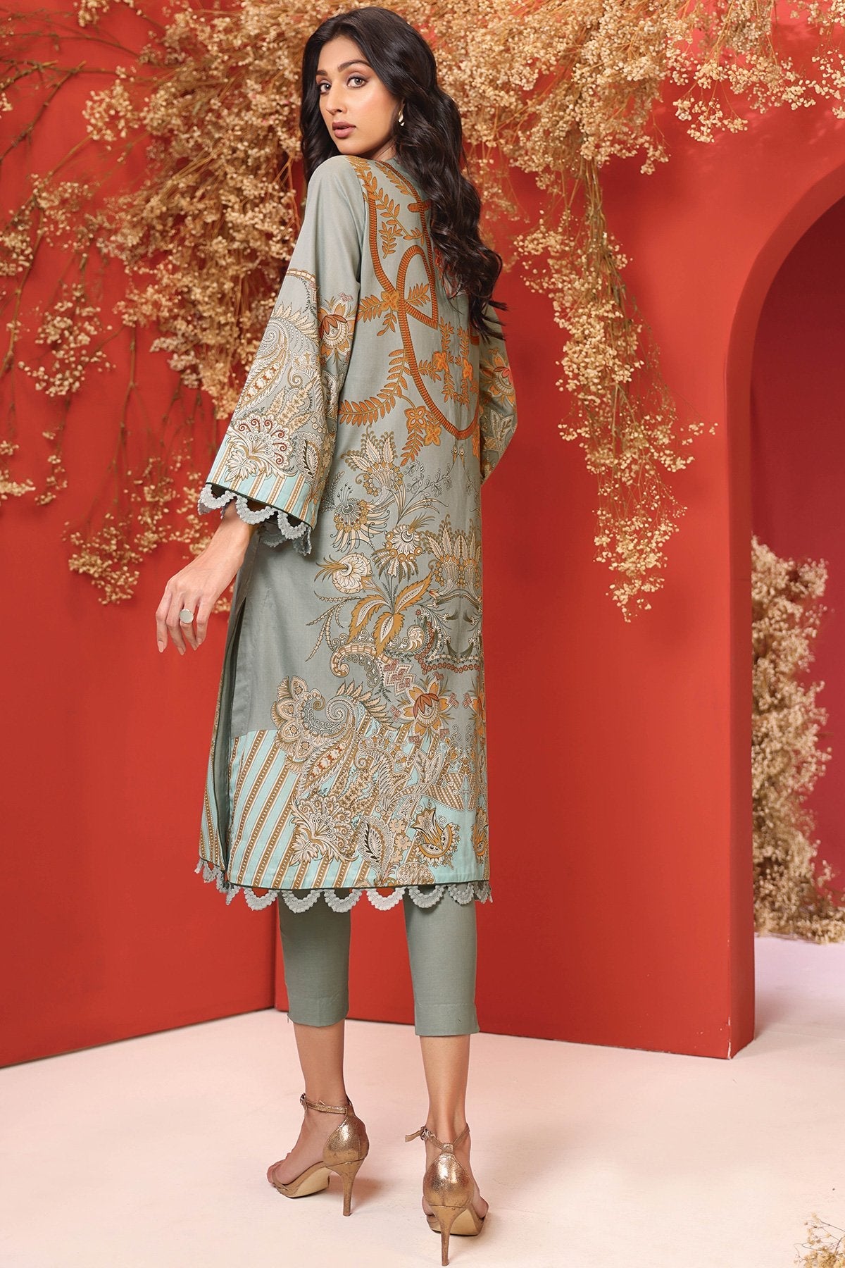 Alkaram - 2 Pc Printed Cambric Suit With Dyed Cambric Trouser