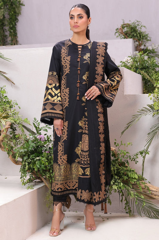 3 Pc Printed Cambric Suit With Broshia Dupatta