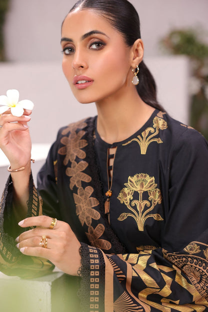 3 Pc Printed Cambric Suit With Broshia Dupatta