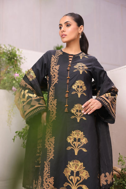 3 Pc Printed Cambric Suit With Broshia Dupatta