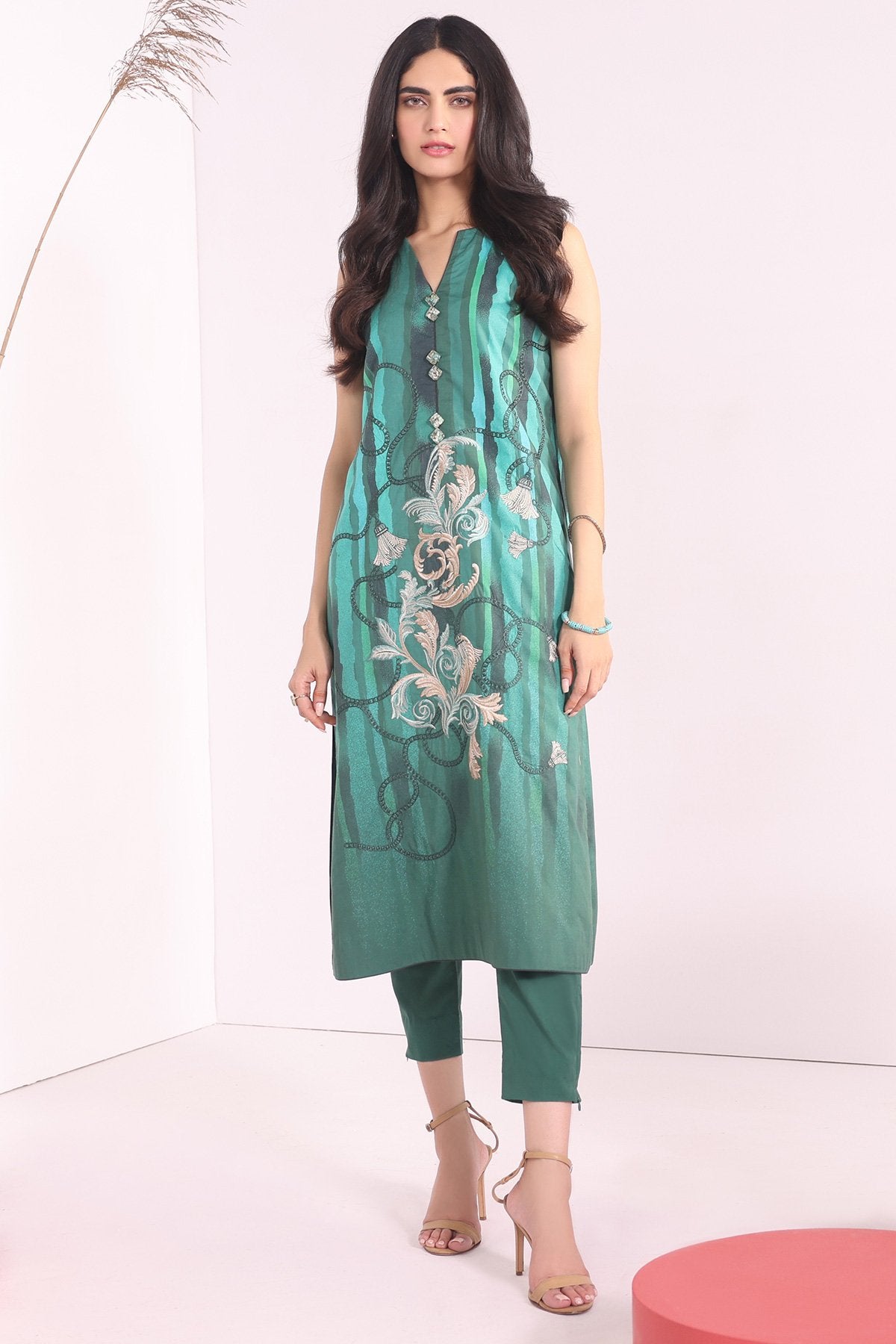 Alkaram - 2 Pc Embroidered Cambric Suit With Dyed Cambric Trouser