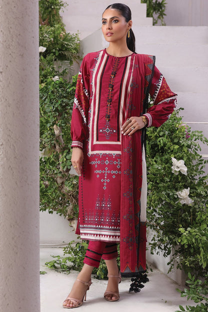 3 Pc Printed Cambric Suit With Broshia Dupatta