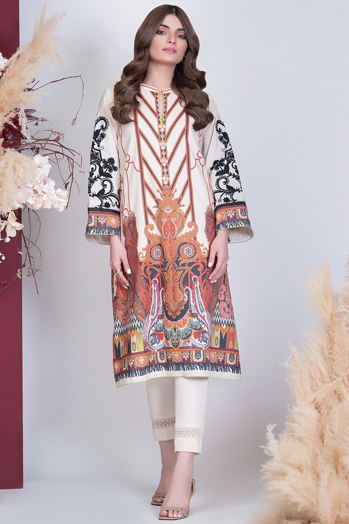 Alkaram - 1 Pc Embroidered Digital Cambric Shirt